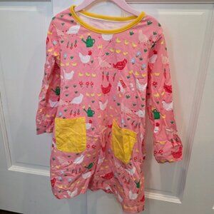 Girls' Pink Chicken Print Kids Dress - Size 5Y